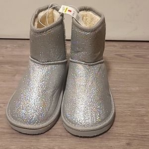 Boots, Glitered  silver boots, New with tags. Girls boots size 3.
